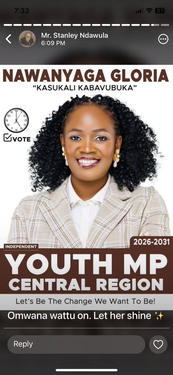 I am going to be the first HIV positive Living Young Person to represent Youth Voices in Parliament. 

Vote: Nawanyaga Gloria for Youth MP Central Region.