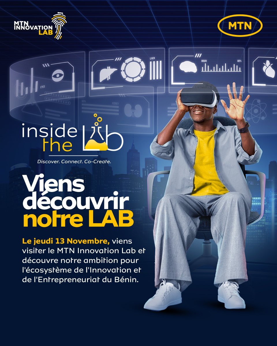 MTNBenin's tweet image. L’innovation n’est pas qu’une idée, c’est un mouvement 💡

Et ce mouvement naît ici au MTN Innovation Lab
📅 13 nov – Viens découvrir l’espace où les talents se connectent et créent le futur du numérique béninois 🚀

#InsideTheLab #MTNInnovationLab #MTNBenin #ToutDonnerEnsemble