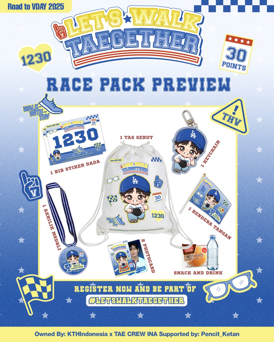 KTHIndonesia's tweet photo. 💜 2025 VDAY PROJECT 1 — LET'S WALK TAEGETHER

Fun walk ceria untuk rayakan ulang tahun Taehyung! Ada tes golongan darah GRATIS juga untuk semua peserta 🆎🩸

📆 Minggu, 7 Des 2025
📍 Area Pintu 6 GBK – Dukuh Atas, Jakarta
🎟 Rp50K
‼️ Peserta terbatas

Registrasi: https://t.co/CqKLsFb7Qs

#LetsWalkTaegether