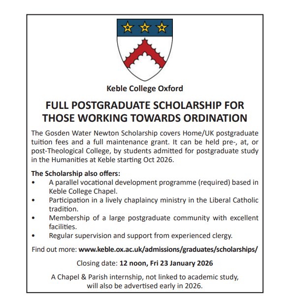 Delighted to be able to offer this incredible opportunity. Find out more: keble.ox.ac.uk/admissions/gra…