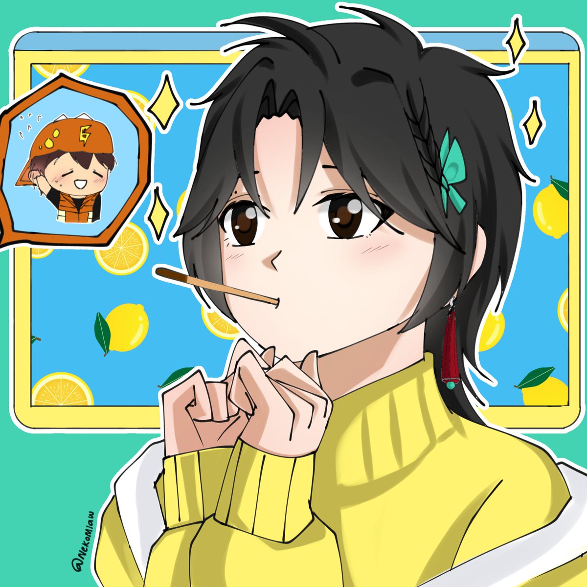 n3komiaw's tweet photo. 𝐇𝐚𝐩𝐩𝐲 𝐏𝐨𝐜𝐤𝐲 𝐝𝐚𝐲!! 🐱🦊
Jagat, Onegai~
"Jangan, nanti aku dihukum komandan." 🦊
(。・//ε//・。) ヘ( ̄ω ̄ヘ)
#Cipocky25 #SummerEclipse https://t.co/1ee8JuVXRG