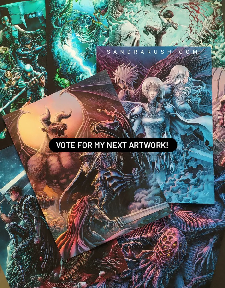 While waiting for the new Berserk print to arrive, vote for the theme of my next artwork here patreon.com/sandrarush