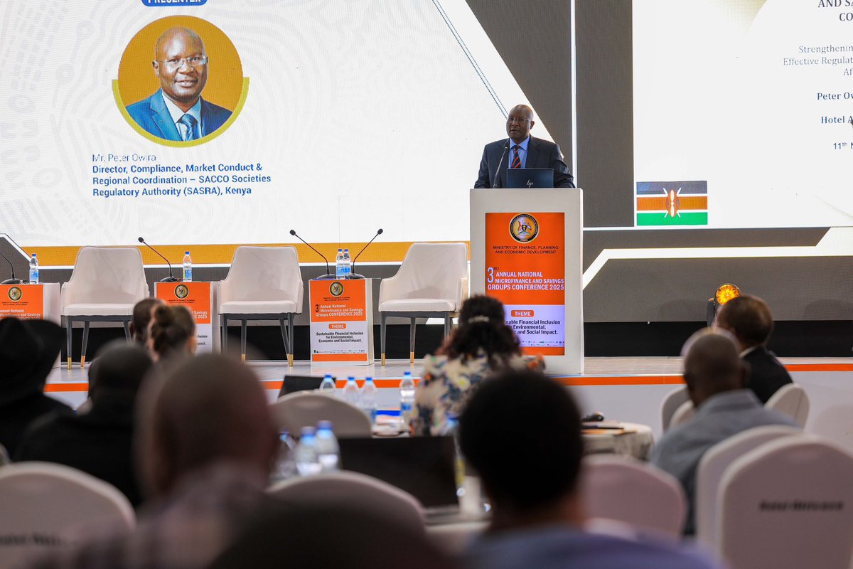 davidbujjadda's tweet photo. NOW: Discussing - Strengthening Microfinance through Effective Regulation in East Africa, focusing on practical strategies for financial inclusion.

 ~ Mr. Peter Owira, Director Compliance and Market Conduct at SASRA. Kenya

#MicrofinanceConf2025 https://t.co/QG2iAMQnGO