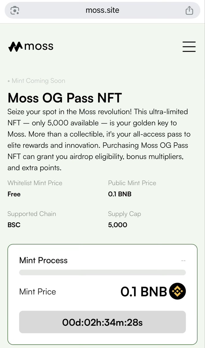 11.11 Moss OG Pass NFT Minting Count-down…
Are you ready??
