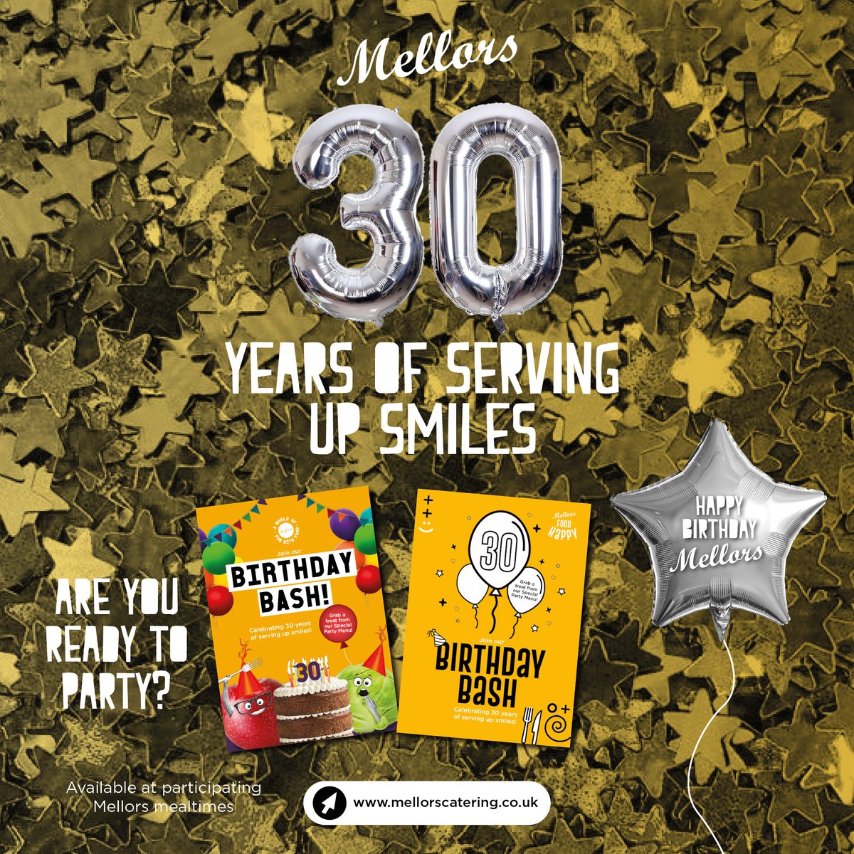 It's our birthday! 🎂 We think we look pretty good for our age, but we couldn't have done it without you. To celebrate 30 years of smiles, we're running a prize-giveaway!👇 

Get involved and enter to win!
 mellorscatering.co.uk/mellors-celebr…

#Mellors30 #Birthday #Giveaway #SchoolMeals