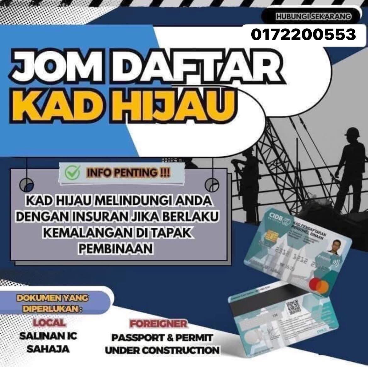 ‼️ 𝐃𝐀𝐅𝐓𝐀𝐑 𝐊𝐀𝐃 𝐇𝐈𝐉𝐀𝐔‼️
𝐍𝐀𝐊 𝐌𝐀𝐒𝐔𝐊 𝐒𝐈𝐓𝐄 𝐓𝐀𝐏𝐈 𝐁𝐄𝐋𝐔𝐌 𝐌𝐄𝐌𝐈𝐋𝐈𝐊𝐈 𝐊𝐀𝐃 𝐇𝐈𝐉𝐀𝐔‼️ 😱 JANGAN RISAU, KAMI SEDIA BANTU ANDA!! 
Wassap no dibawah untuk maklumat lanjut ☎️0172200553
#daftarkadhijau
#kadhijau
#kadhijaulesenkontraktor