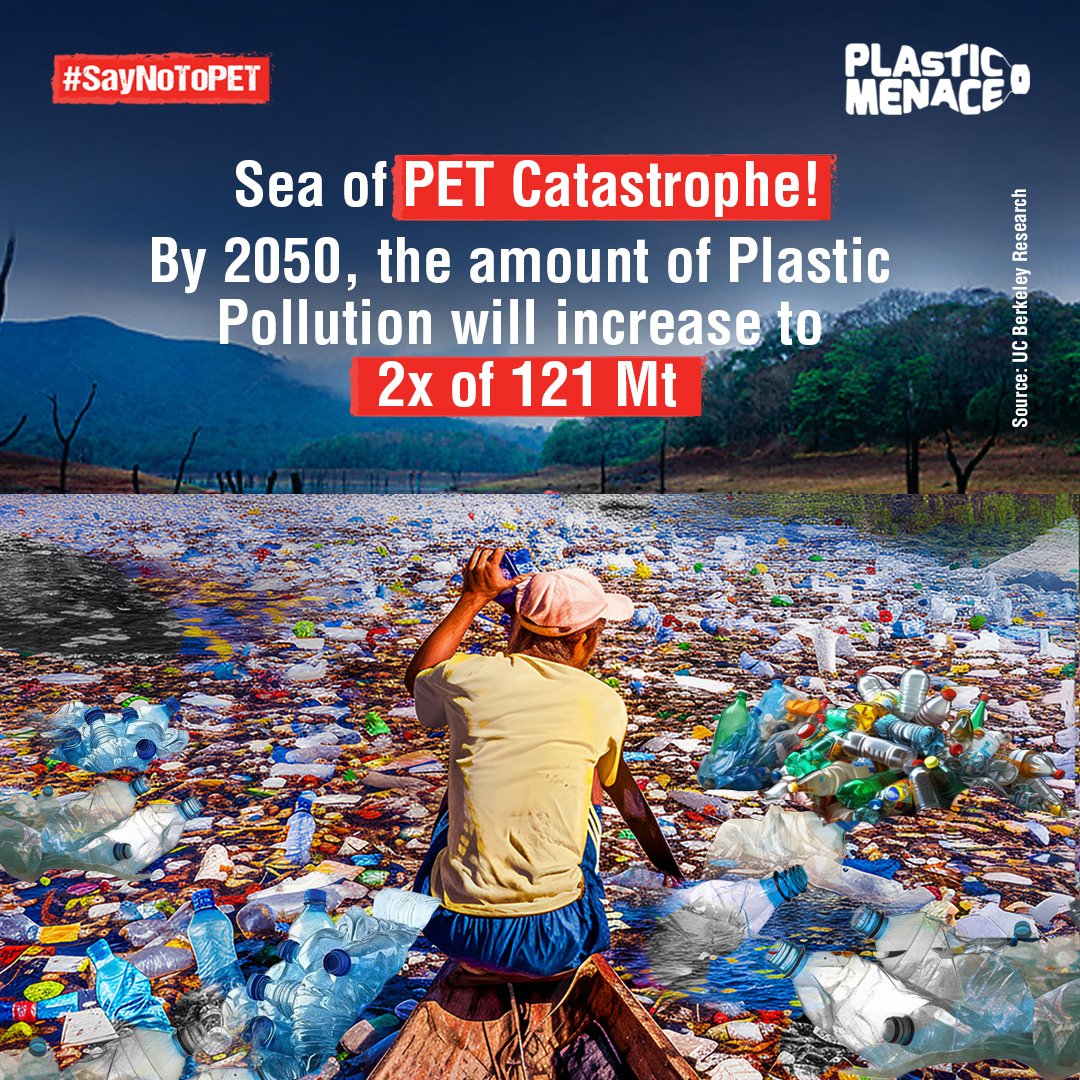 PlasticMenace's tweet photo. Sea of PET Catastrophe!
By 2050, plastic pollution is expected to double from today’s 121 million tonnes.
If we don’t change course, the waves will carry more plastic than life. https://t.co/rJYNd0C8xw