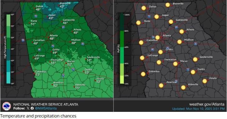 The rest of the week in Northwest Georgia is looking beautiful with warming temperatures, before the weekend gets a bit soggy, according to the National Weather Service. bit.ly/4nOS6aD Learn more at northwestgeorgianews.com linked in our bio.