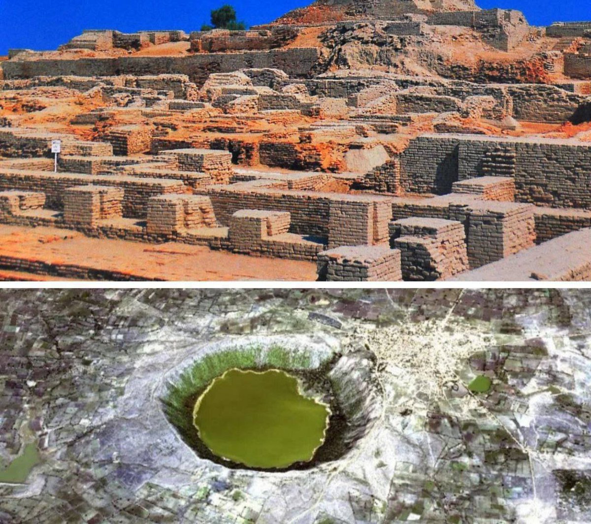 ???
Ancient Nuclear Bomb

In 1930, George Marshall and his team excavated the site of the ancient city of Mohenjo-Daro in India. They discovered bones and skulls. Judging by the remains, the people had been cremated. Traces of radiation were found on the bones. Analysis revealed