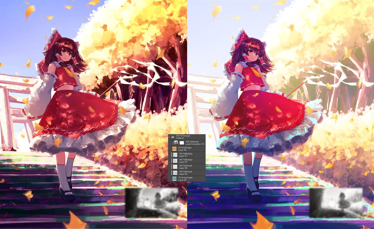 Hard light is really versatile, it can fix and group values while improving saturation
I've seen Lack-sensei use it with clipping layers on it as well, great tip!