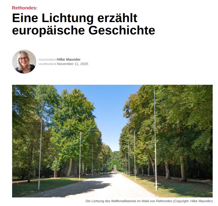 landry_charrier's tweet photo. ✨ Aus gegebenem Anlass (#Rethondes, #11Novembre)
↪️Sieben Kilometer nordöstlich von #Compiègne, tief im Wald: eine ovale Lichtung, abgenutzte Gleise. Ein Gedenkstein markiert den Ort, an dem vor 106 Jahren Geschichte geschrieben wurde. Von @HilkeMaunder: https://t.co/wrfokty3kK https://t.co/YabfUn5AtK