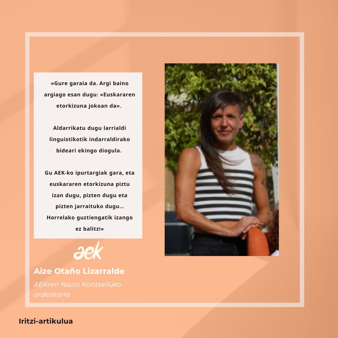 🕯️"Gu AEKko ipurtargiak gara, eta euskararen etorkizuna piztu izan dugu, pizten dugu eta pizten jarraituko dugu... Horrelako guztiengatik izango ez balitz!"
➡️AEKren Nazio Kontseiluko kide Aize Otaño Lizarralderen iritzi-artikulua 
🔗berria.eus/iritzia/artiku…