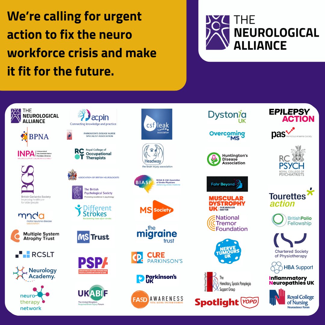 NeuroAlliance's tweet image. Together we are stronger. 40+ organisations have joined our call for urgent government action @DHSCgovuk  to fix the neuro #workforce crisis and make it fit for the future. Thanks to everyone who&apos;s showed their support by sharing our posts. 

Endorsing orgs inc:... 1/x