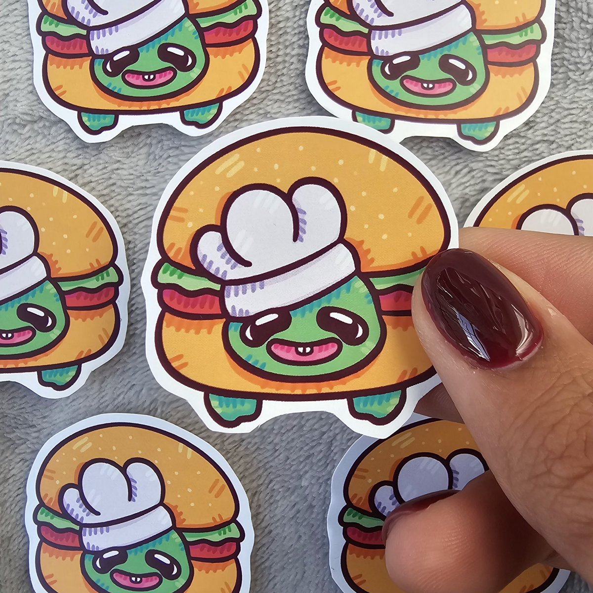 montselabb's tweet image. Say hello to Turtle Burger! 🍔🐢  
My newest sticker is here! ✨  — all handmade with love ✂️💖  

Adopt yours on Ko-fi or Instagram! ⬇️  
[linktr.ee/montselab]  

#stickers #handmadestickers #montselab #kawaiistickers #holostickers #turtlesticker #burgersticker
