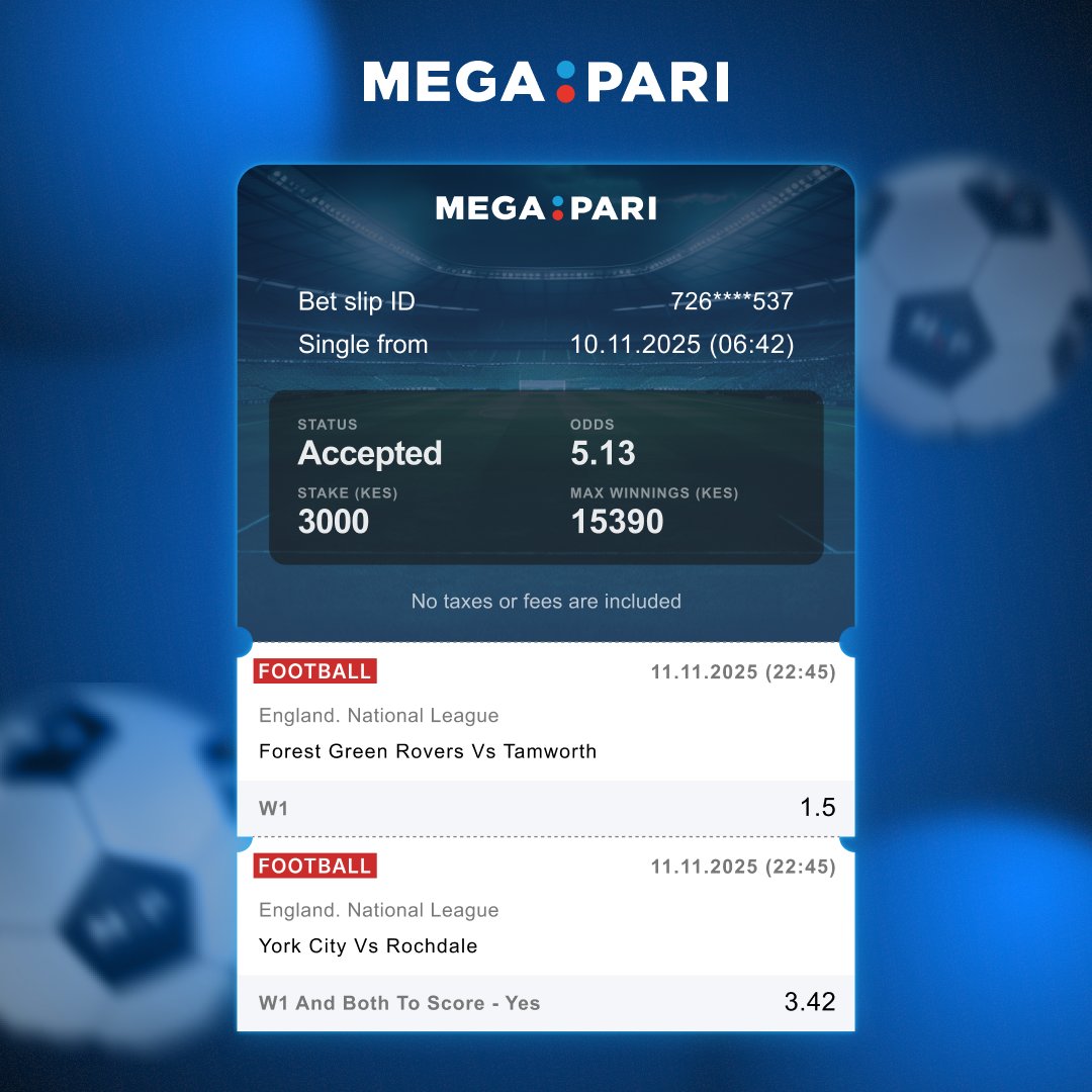 💰 BIG STAKES> BIGGER WINS 💰

Two National League battles, one confident ticket! will this bet slip turn into a sweet payday? 💰

Drop your score predictions below👇 and Bet now> megapari.media/4oA1osr

#Megapari #BetSmart #football #NationalLeague #Predictions