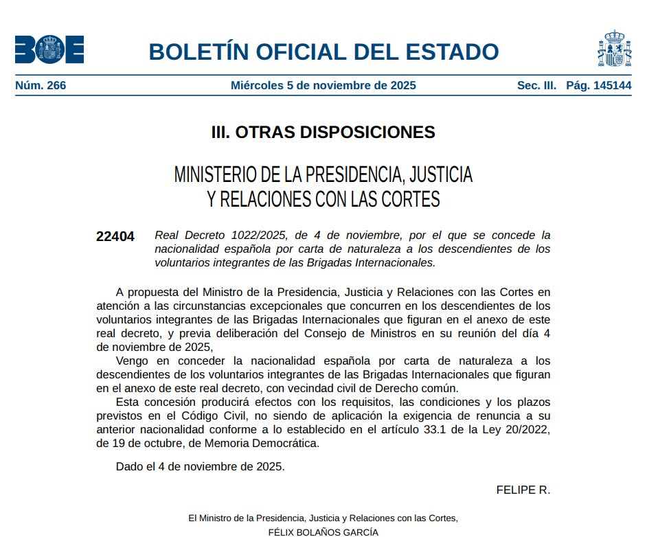 🔴Memoria democrática: No podemos olvidar a quienes lucharon contra el fascismo

🟡Ya está en vigor el Real Decreto por el que se concede la nacionalidad española  a los descendientes de los voluntarios integrantes de las Brigadas Internacionales

🟣n9.cl/si8p9f
<a href="/CCOO/">COMISIONES OBRERAS</a>