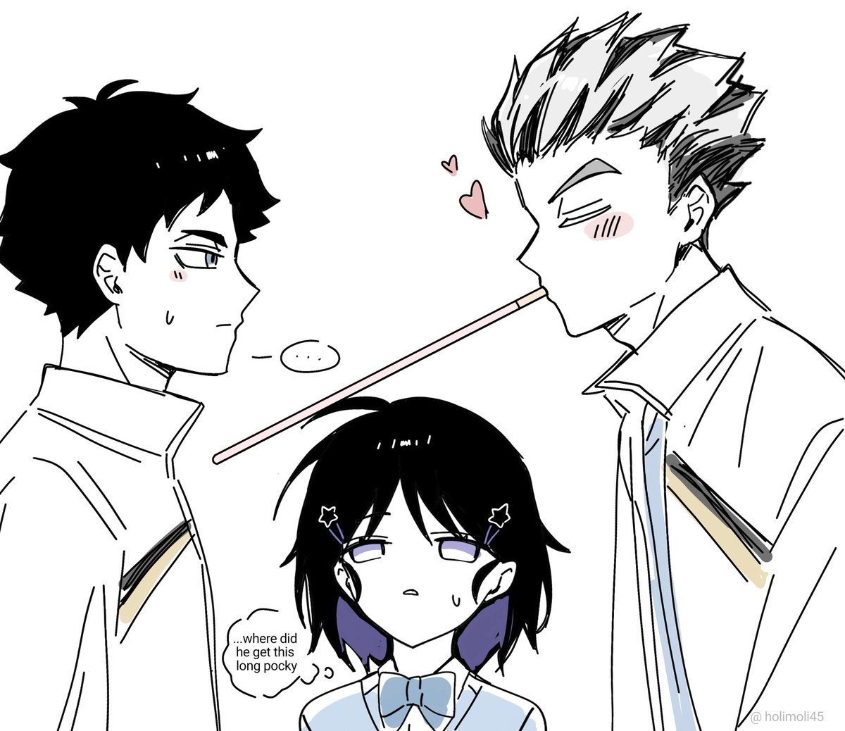 Happy pocky day I guess (simple art bcs I'm lazy) ft. My oc

#bokuaka