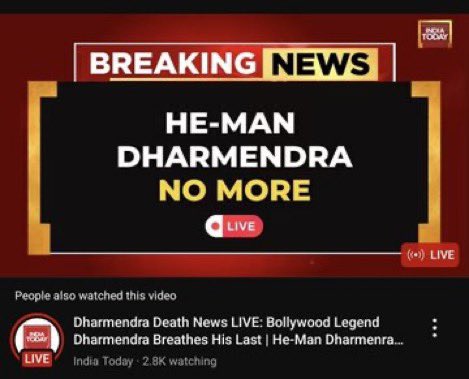 prashantpanta00's tweet photo. Indian Medias are great, They can predict the future. They spread the false news about Dharmendra Death.
Indian Media 🃏🃏??
#Shameonindianmedia
#Indianmedia
#Dharmendra
#Hemamalini
#ishadeol https://t.co/jZiGvjzZHZ