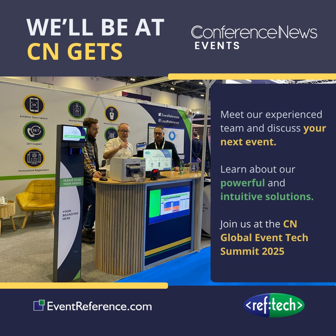 RefTechnology's tweet image. 📍Want to discuss our event tech solutions? You’re in luck. We’re going to be at the CN Global Event Tech Summit 2025 ready to talk through your events and how we could transform your event experience.

🗣️Make sure to stop by and have a chat

#CNGETS25 #ConferenceNews #RefTech