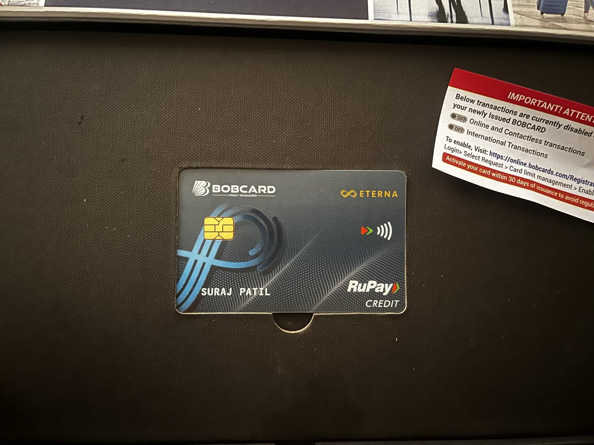 indian_anton's tweet photo. Just received my Bob Eterna LTF Credit Card 🔥
Loving the premium feel and lifetime free perks 💳✨
Thanks to @iSatishAgarwal for LTF notification
#BOBEterna #CreditCard #LTFCard #BankOfBaroda #SmartSpends #FinanceGoals https://t.co/KFt7w9JP4h