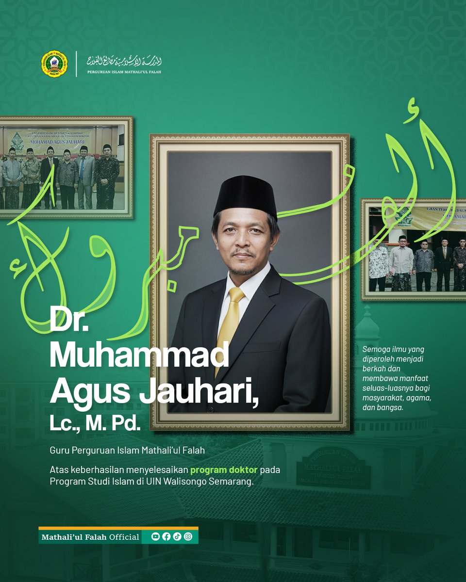 mathaliulfalah's tweet photo. Alhamdulillah, selamat dan sukses kepada Dr. Mohammad Agus Jauhari atas pencapaian luar biasa meraih gelar Doctor
#mathaliulfalah #santri #santrikajen #matholek #matholekkajen #kajen #kajenpedia #dawuh #dawuhkyai #SiswaPIM #MathaliulFalah #faqihudin https://t.co/OpllEi7vY6