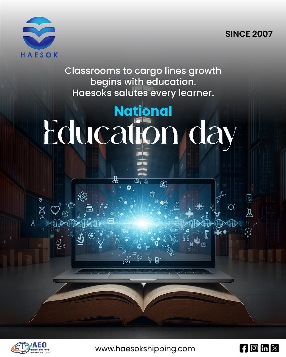 Haesokshipping's tweet image. From classrooms to cargo lines — every milestone begins with learning.
Haesok salutes the power of education that drives innovation, growth, and global progress. 
Happy National Education Day! 

#NationalEducationDay #HaesokShipping #PowerOfLearning #GlobalGrowth