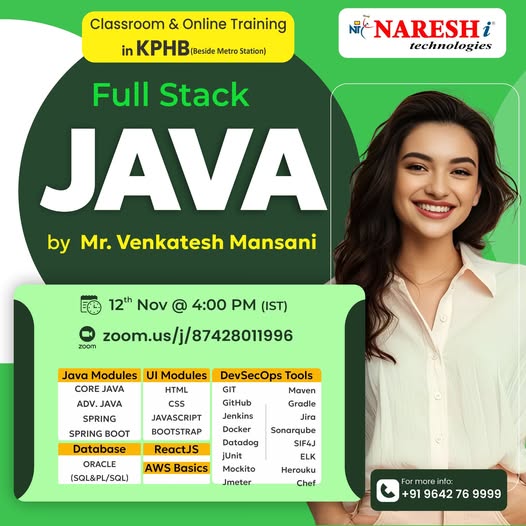 SaiThanai1114's tweet image. 👉Register Now: tinyurl.com/4wnk7k76
🚀 Become a Full Stack Java Developer!
📅 Date: 12th Nov 2025, Time: 4:00 PM (IST)
#NareshIT #FullStackJava #JavaOnlineCourse #ITCareer #SkillUp #ProgrammingJourney #NareshITTraining