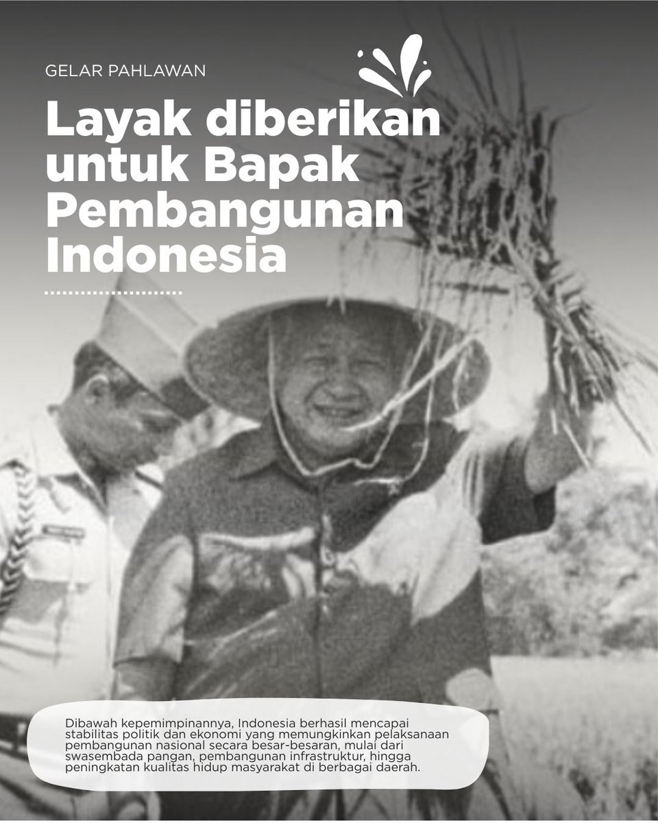 pak soeharto itu tidak hanya memimpin sebuah negara, tetapi membangun dengan hasil yang bisa dirasakan rakyat. keberhasilan ini adalah suatuWarisan Pembangunan Indonesia