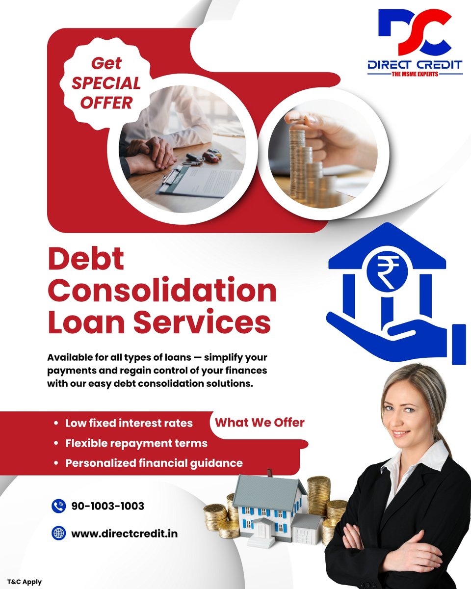 directcredit23's tweet image. 🏦 Direct Credit – Debt Consolidation Loan Services

💰 Too many EMIs? Simplify your finances today!
With Direct Credit, combine all your loans into one easy repayment.

#DirectCredit #LoanServices #DebtConsolidation #FinancialFreedom #MSMEExperts