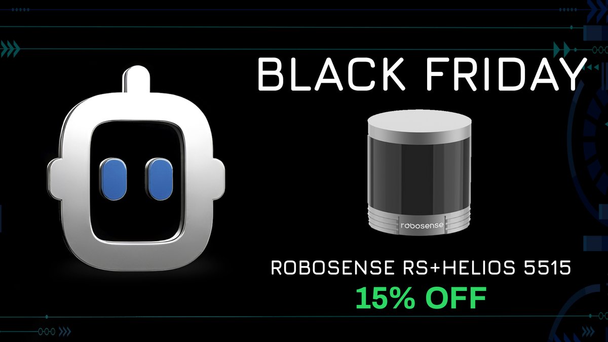 ROSComponents's tweet image. RS-HELIOS 1610 &amp;amp; RS-HELIOS 5515 LiDAR 360º➡️ -15% 🤑🤑🤑
roscomponents.com/product-catego… 

@RoboSenseLiDAR #BlackFriday #Robotics #LIDAR