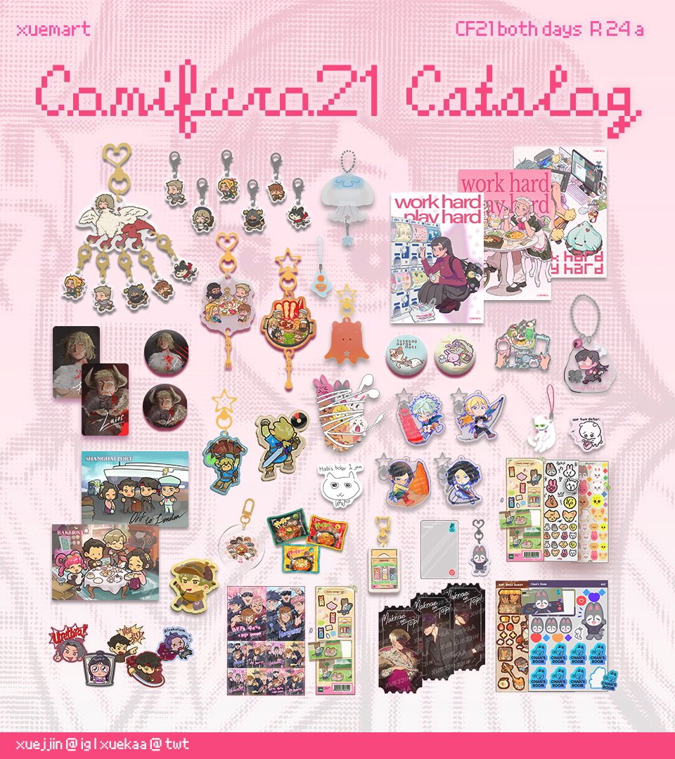 xuekaa's tweet photo. 𝄞 xuemart catalog for #CF21 🩶 ots only because theyre all limited stock! ⋆˚(꩜_ ꩜)> 
 
📍R24a xuemart
🎼 15-16 November #comifuro21
💗໒꒱ Dungeon Meshi, StrayKids, Ace Attorney, Original, Saiki, Blue Period, Jujutsu Kaisen https://t.co/KgEIQeLKqB