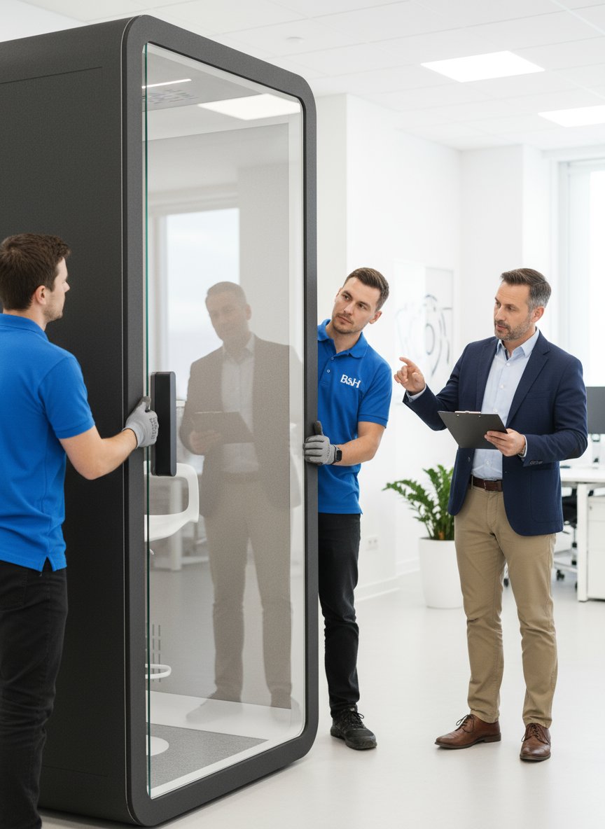 A Facility Manager's Guide to Moving Office Phone Booths

To move an office phone booth, you must first decide between a DIY move or hiring professional installers; professionals are recommended for booths over $3,000.
More detail: bhergonomic.com/moving-office-…