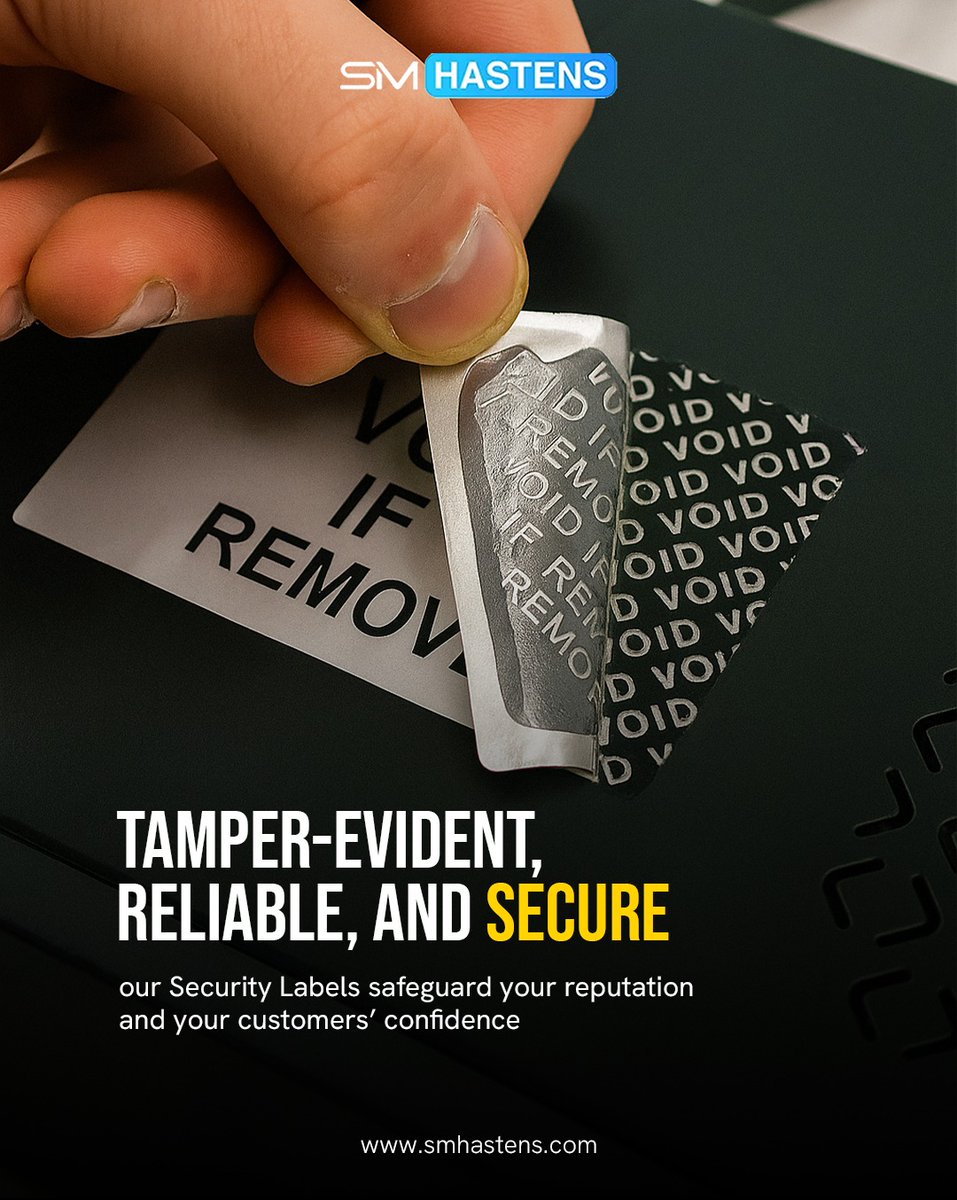 smhastens's tweet image. Protection you can trust. 🔒
At SM Hastens, our tamper-evident security labels ensure that your products stay authentic, reliable, and secure — because your reputation deserves nothing less. 💼✨

#SMHastens #SecurityLabels #TamperEvident #BrandProtection #ReliablePackaging