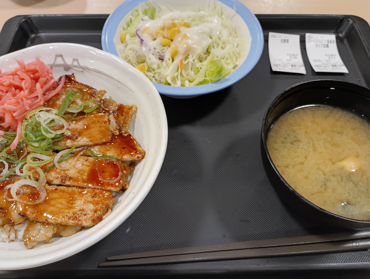 ラーメンやそば等がある松屋にまた来てみた！
本日の夕食はロースカルビ十勝豚丼なのです。(^-^)
#牛丼松屋