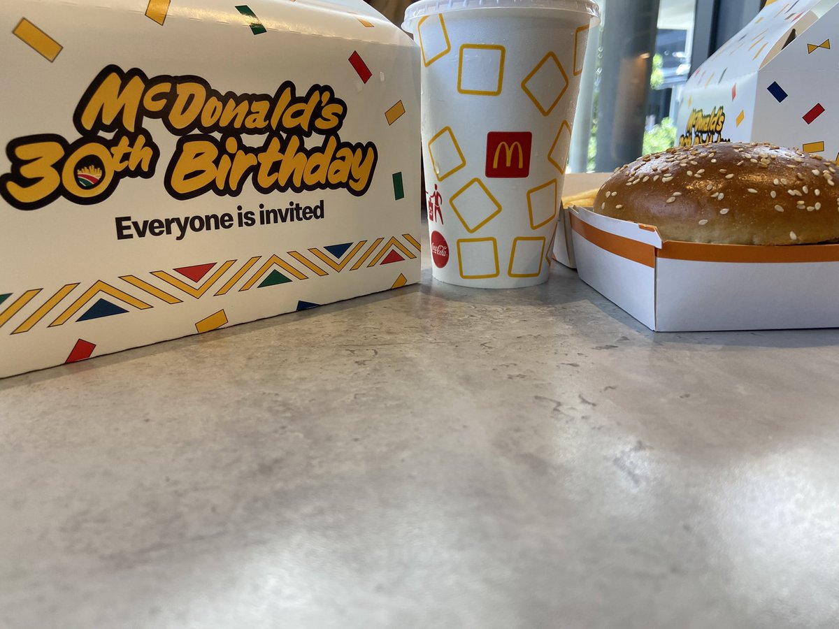 BongiStix's tweet photo. Made it Happy Birthday 🥳 
@McDonalds_SA  we came we ate. #McDonalds30Years #EveryoneIsInvited https://t.co/r97jYIMJRZ