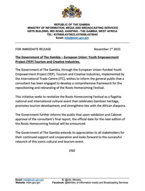 ComemakewegoTAF's tweet photo. The Gambia &amp; the EU are teaming up to empower #youth and creatives through #tourism!

The new Youth Empowerment Project (YEP) aims to rebrand the Roots Homecoming Festival, celebrating heritage &amp; connecting the African #diaspora. 

 Read more: https://t.co/g05jeGfVvL https://t.co/zTKuQ9aKdR