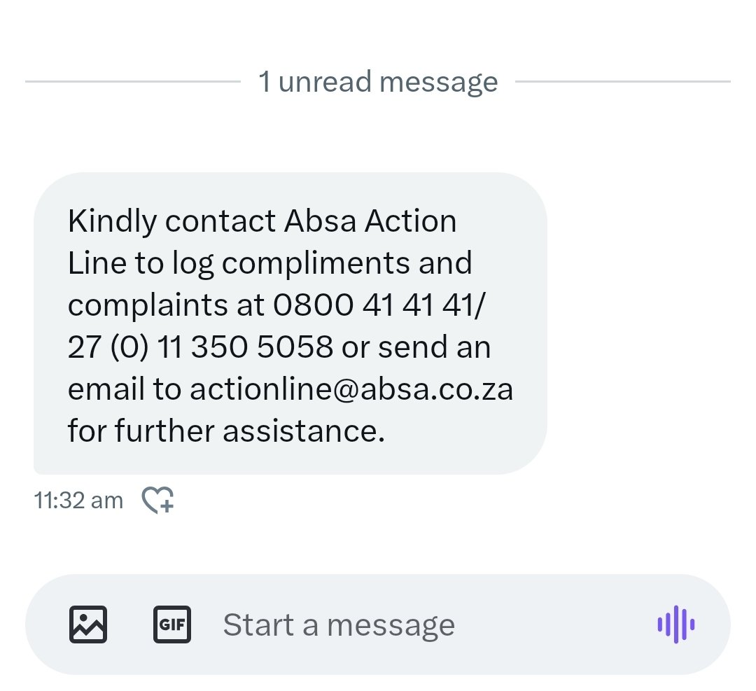 thulza30's tweet photo. @AbsaSouthAfrica The contact details you gave me do not exist https://t.co/qvci6gRFAn