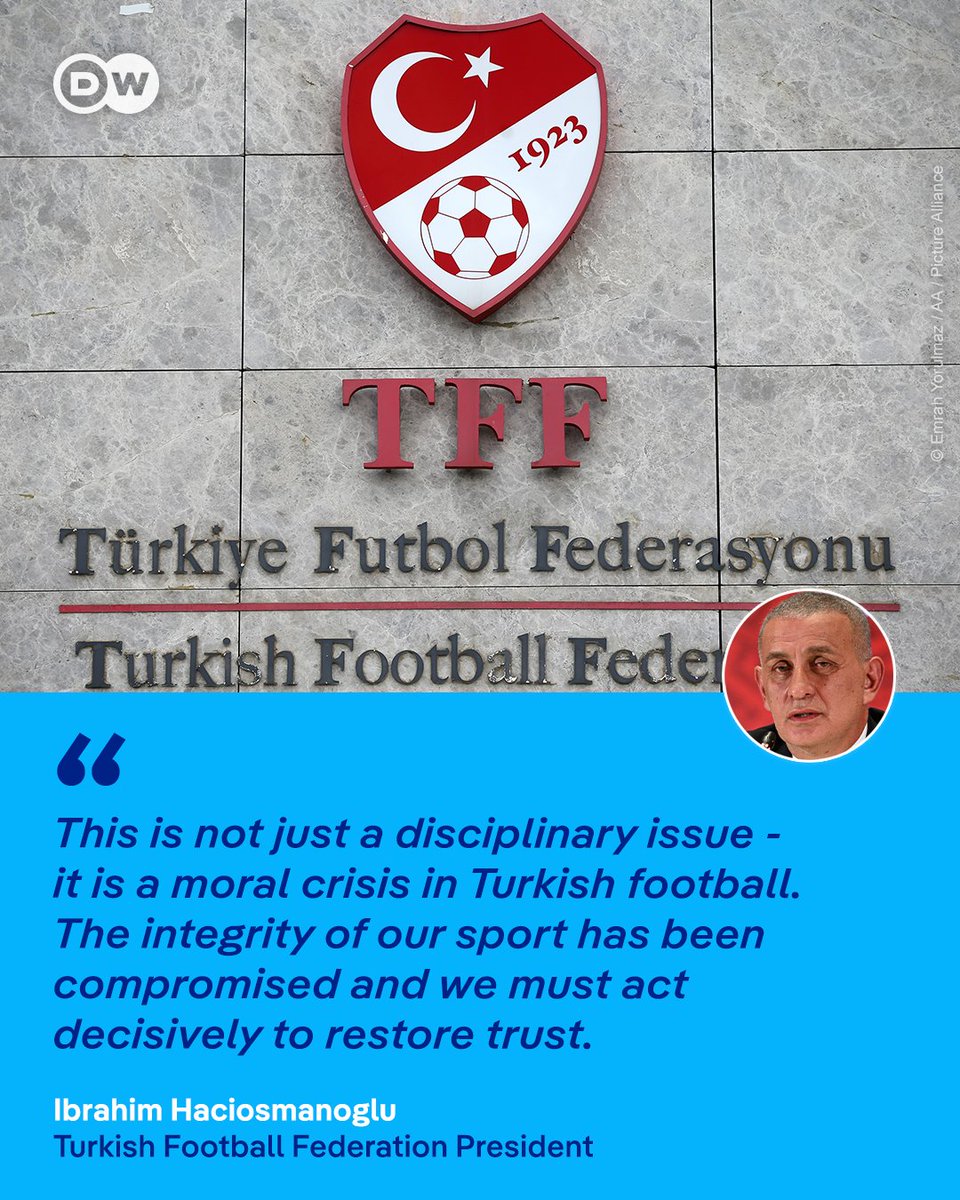 🚨 The Turkish Football Federation has suspended 1,024 players from its professional leagues, including 27 from Turkey's top flight Süper Lig, as part of an investigation into betting. 

Among those are players from champions Galatasaray and Istanbul rivals Besiktas. 

Turkish