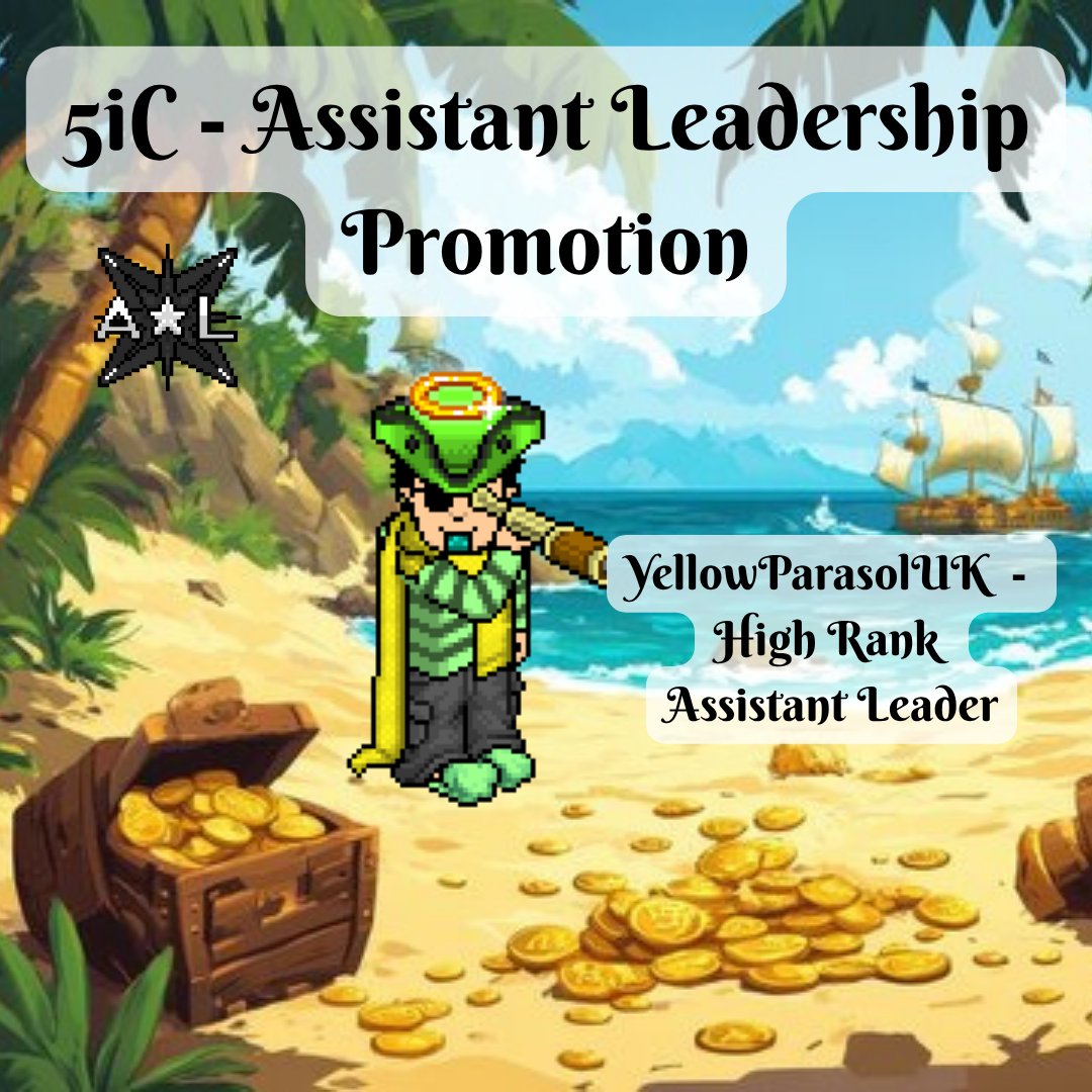 Our newest High Rank Assistant Leader struck gold with their new position! Well done and I hope you enjoy this new treasure hunt 💛  | created by Abbeyl #Habbo #HIA #HIAPromotions