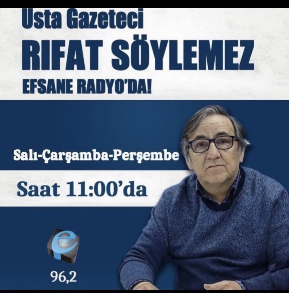 Çarşamba, ‘Gündem’ i
<a href="/rifat_soylemez/">Rifat Söylemez</a> de…

Tüm gerçeklikler, yine bilgi ve belgeler ışığında radyonuz ve ekranlarınızda sizinle!

➤Çarşamba (Yarın)
🕐11:00
📇Efsane Radyo <a href="/01_radyo/">EFSANE RADYO</a> 
📍📹 (96.2)
📡 YouTube 
↪️efsaneradyo.com

<a href="/AhmetDuranCag/">Ahmet Duran Çağ 🇹🇷</a>