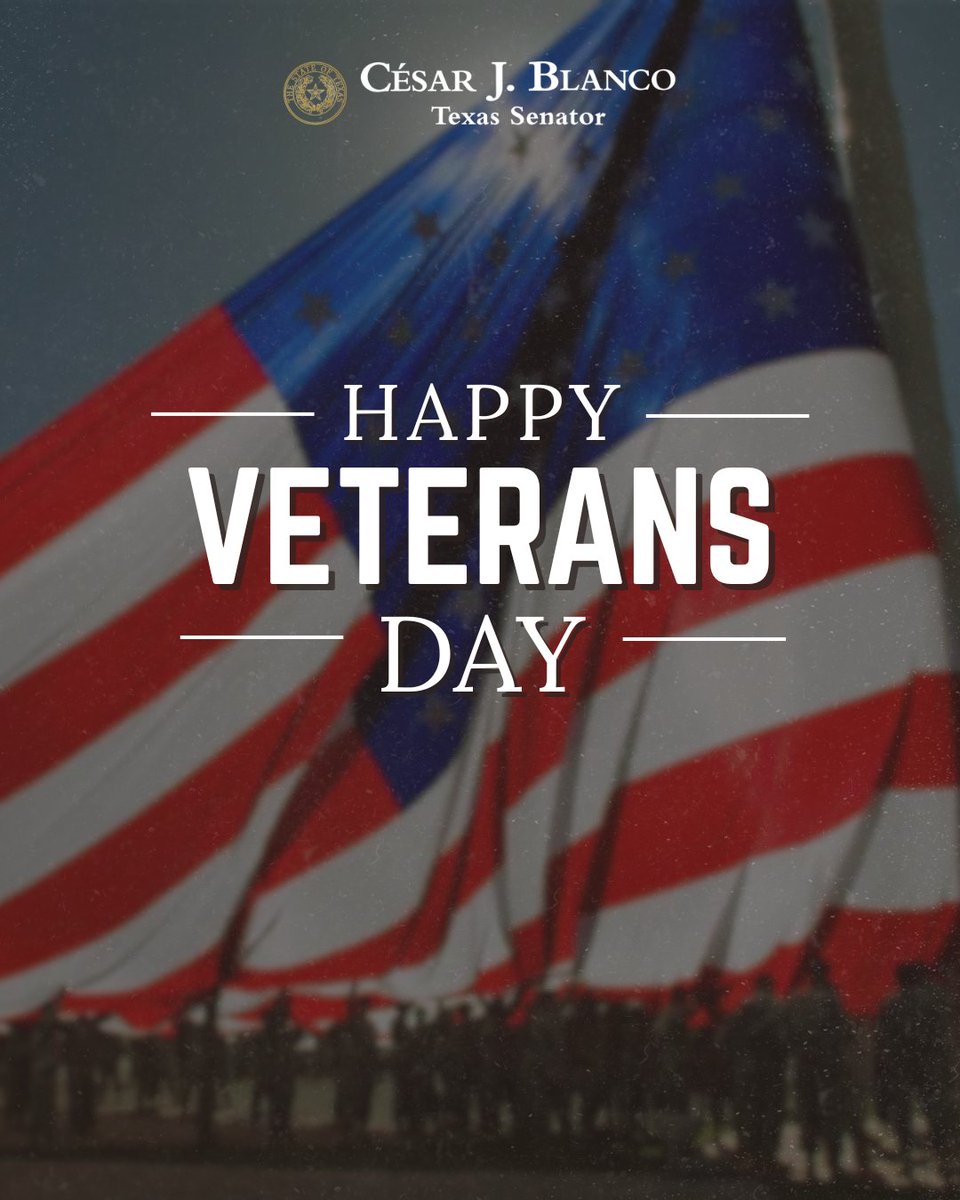 Happy #VeteransDay! Today we honor the brave men and women who have served our country with courage and heart. Your sacrifices and dedication inspire us every day and make our communities stronger. In the Texas Senate, I’ll continue working to advocate for our veterans and ensure