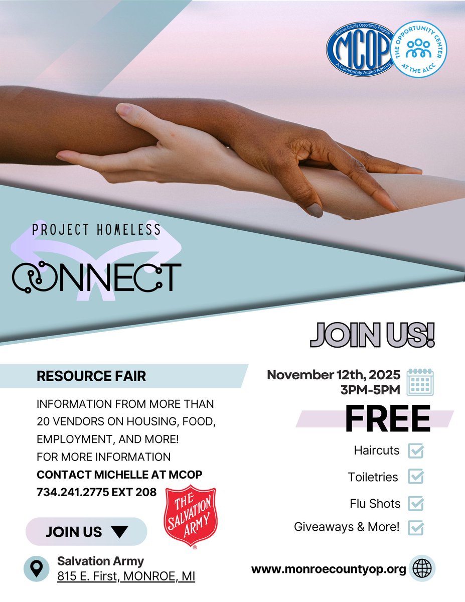 HAM Event This Wednesday!

Project Homeless Connect Resource Fair is this Wednesday as part of Homeless Awareness Week.

It will be held from 3 to 5 p.m. Wednesday, Nov. 12 at the Salvation Army, 815 E. First St. Please note location change!! 

#HAM2025