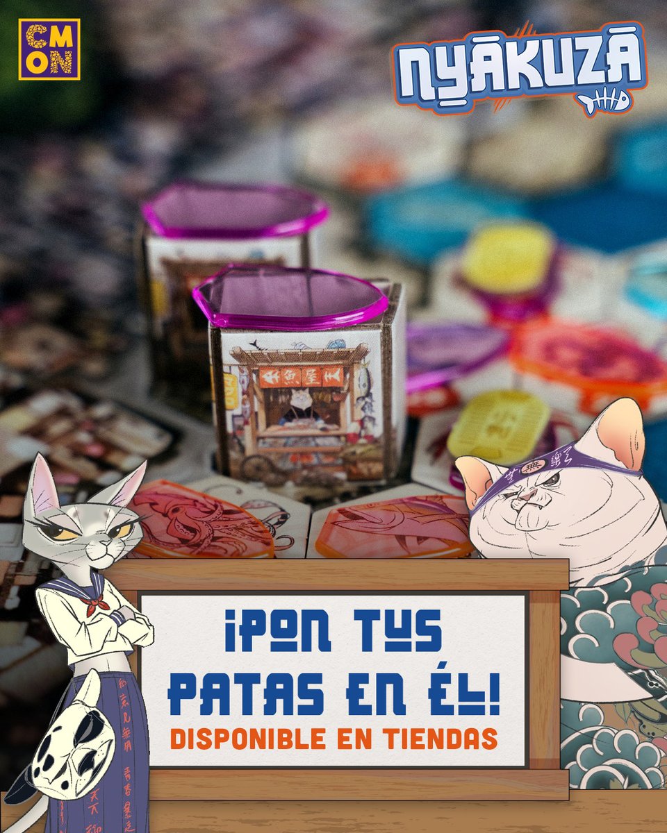 Asmodee_es's tweet image. En Nyakuza, no eres solo un gato, ¡eres el Gato jefe de tu Clan de la Nyakuza, que lucha por el control de la industria pesquera en la bahía de Oki-Yo! 🐟🐾

Puja astutamente, atrapa pescado fresco y supera a tus rivales para construir el primero tu Gran puesto del mercado.…