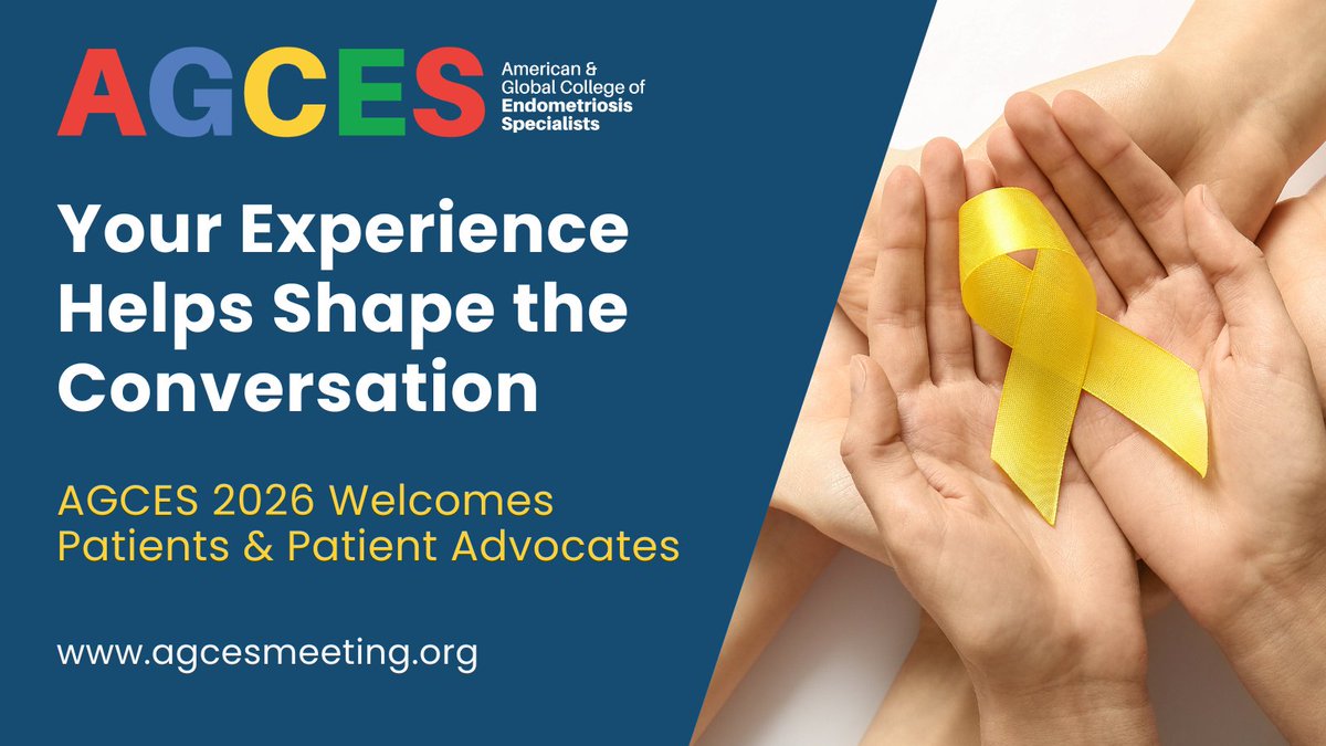 🎗️AGCES 2026 welcomes patients and advocates to share their voice, learn from leading experts, and help shape meaningful change.

🔗Register today: agcesmeeting.org

#Endometriosis #Adenomyosis #EndometriosisAwareness