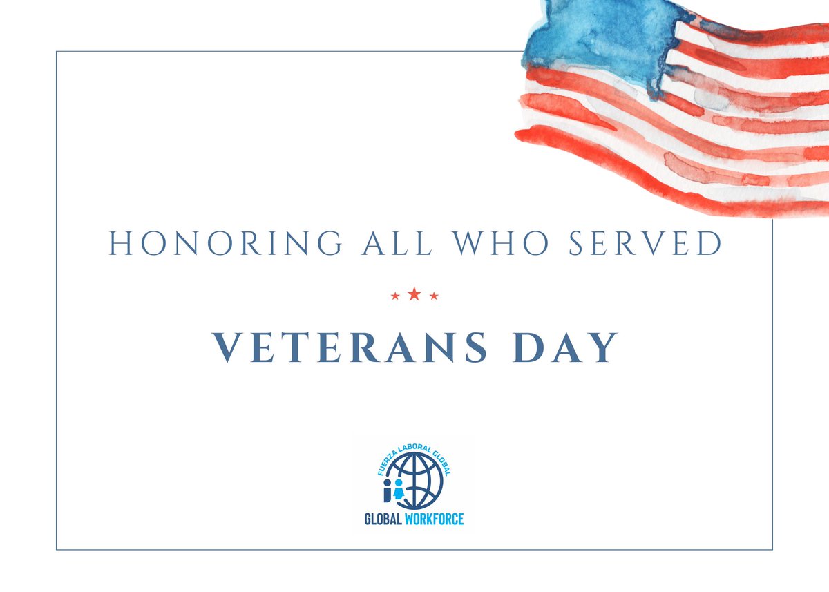 GlobalWorkLLC's tweet image. 🇺🇸 Today, November 11, we honor Veterans Day — a day to thank all who have served in the armed forces.

To our veterans: your courage inspires us every day.
#VeteransDay #ThankYouForYourService