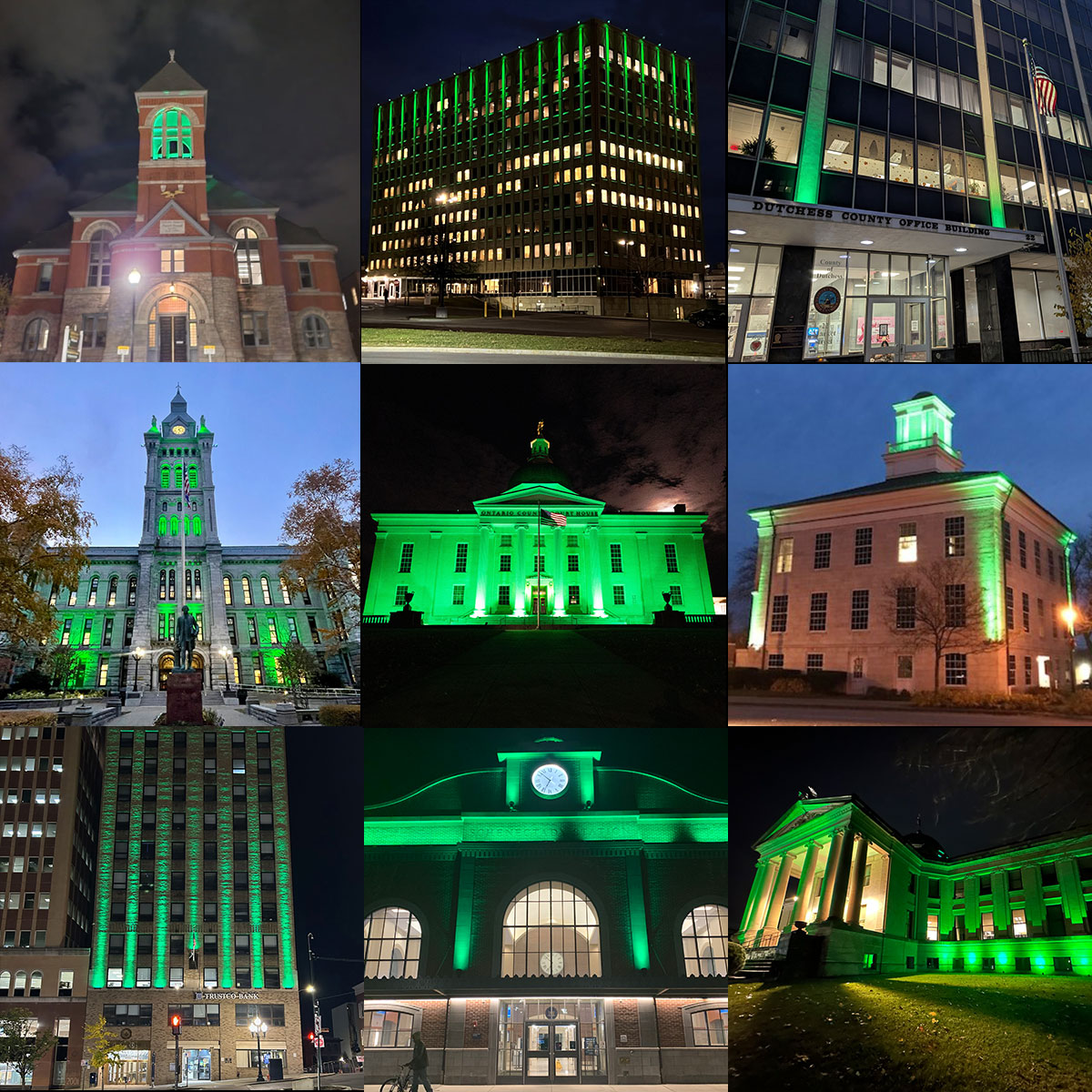 NYSCounties's tweet photo. This #VeteransDay, counties across New York will light the night green for our veterans.🇺🇸
Thank you to all the counties that joined #OperationGreenLight, illuminating courthouses, offices, and landmarks across NY in a symbol of gratitude for their service and sacrifice. https://t.co/dHvLlklCAl