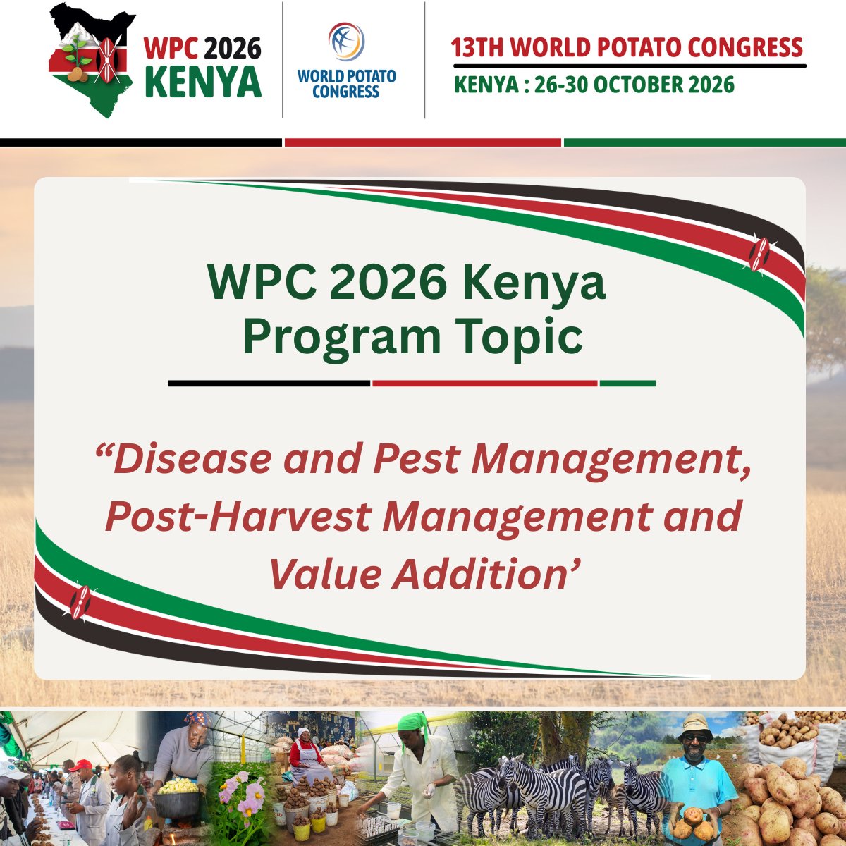🌍 Topic announced for the 13th World Potato Congress 2026 in Kenya! 🥔✨

“Disease and Pest Management, Post-Harvest Management and Value Addition”

In 2026, leaders worldwide unite in Kenya to discuss the importance of disease &amp; pest management in potato cultivation 🌱