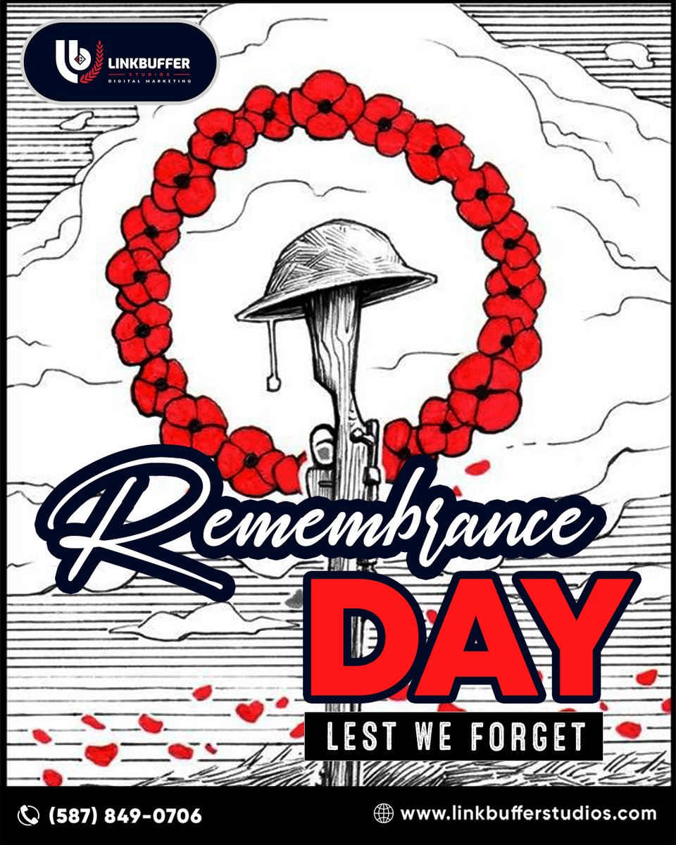 linkbuffer's tweet image. On this Remembrance Day, we reflect with gratitude on the courage of those who served and sacrificed for our freedom.
🌺 Lest we forget.

#Linkbufferstudios #DigitalMarketing #Edmonton #Alberta #RemembranceDay #lestweforget