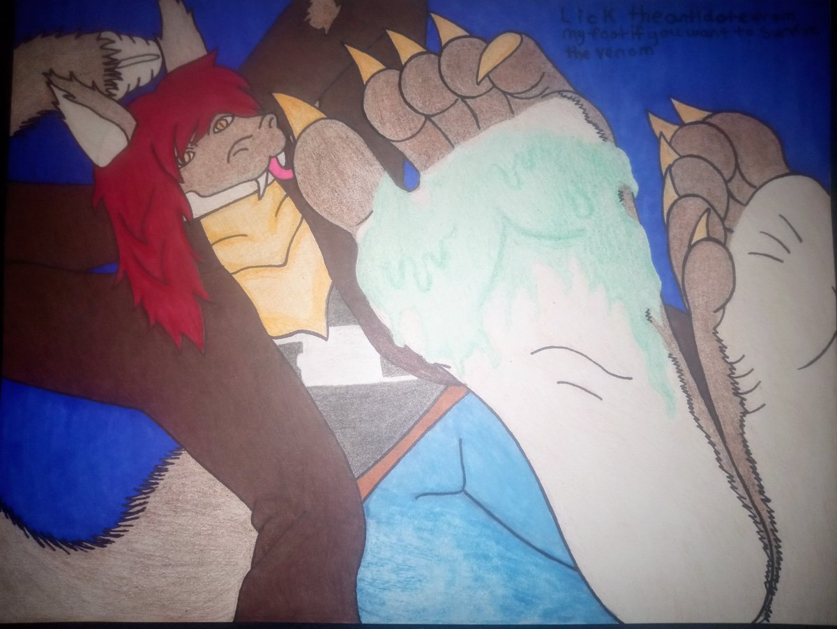 Here's a new drawing I did of 
<a href="/saenathdraws/">Saenath</a> epic oc Saelis he's giving the antidote on his foot so the person can survive the snake venom it's my first time drawing him I had fun and enjoyed drawing him and I like how it turned out :3. Thank you for allowing me to draw saelis :3