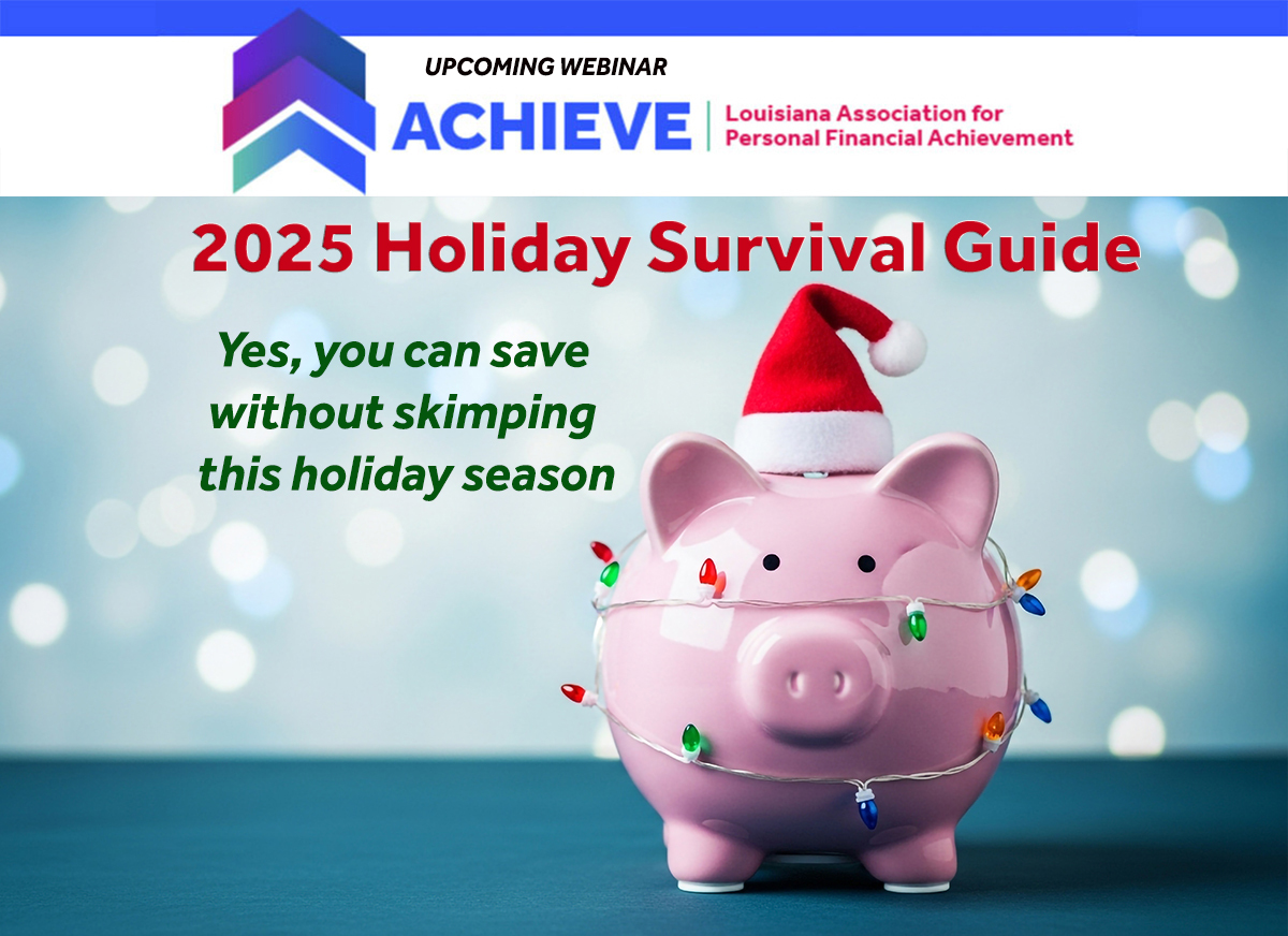 WEBINAR TOMORROW - 2025 Holiday Survival Guide: Yes, you can save without skimping this holiday season. Join us tomorrow, November 12, 2025, at Noon for this free webinar. You will learn how to create a holiday spending plan and more.

Register now: hubs.la/Q03R56TY0